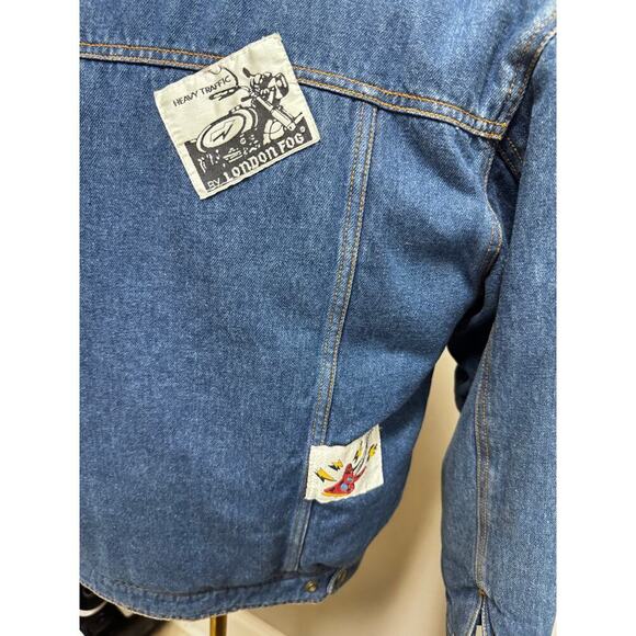 London Fog Vintage Rare HTF Denim Jacket Youth Large Suze 16 Lettermen Patches - Picture 4 of 8